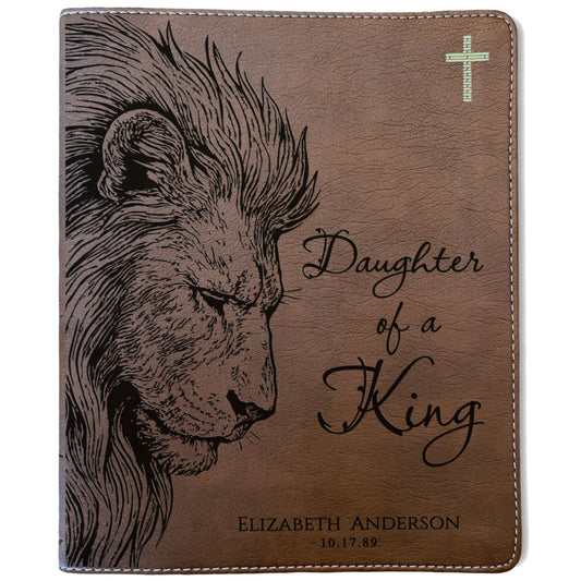 Personalized NIV Journaling Bible, Daughter of a King Lion Design, Custom Engraved Name, Christian Gift, Baptism Gift, Bible Gift for Her