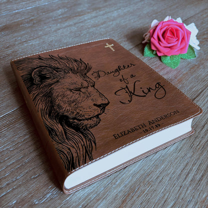 Personalized NIV Journaling Bible, Daughter of a King Lion Design, Custom Engraved Name, Christian Gift, Baptism Gift, Bible Gift for Her - Religious Books - Aylev