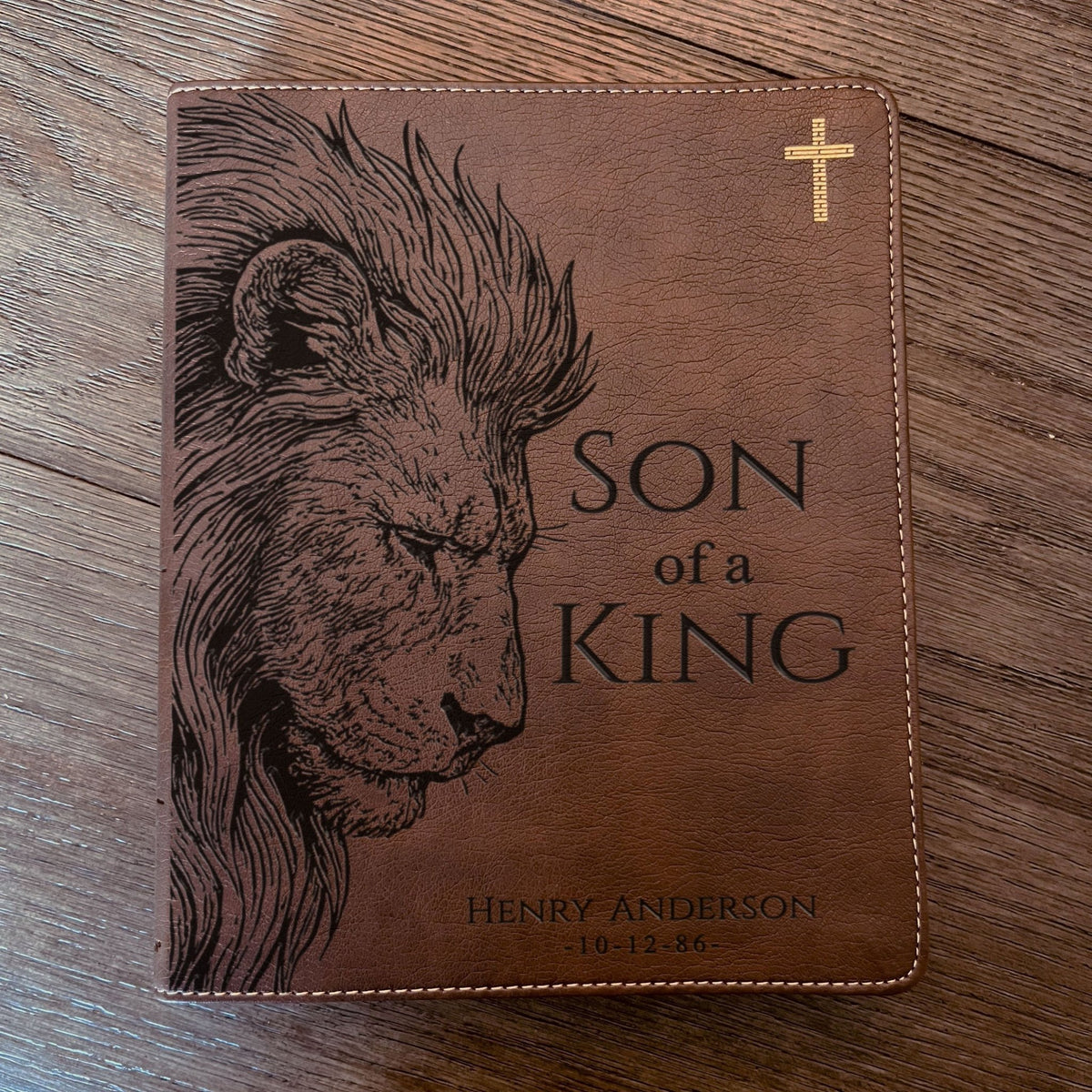 Personalized NIV Journaling Bible, Son of a King Lion Design, Custom Engraved Name, Christian Gift, Baptism Gift, Bible Gift for Him - Religious Books - Aylev