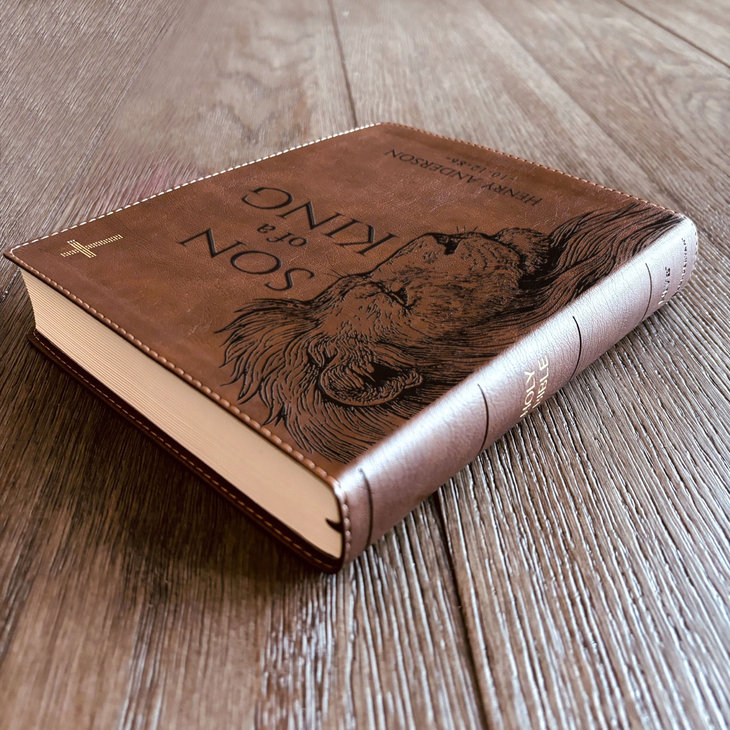 Personalized NIV Journaling Bible, Son of a King Lion Design, Custom Engraved Name, Christian Gift, Baptism Gift, Bible Gift for Him - Aylev