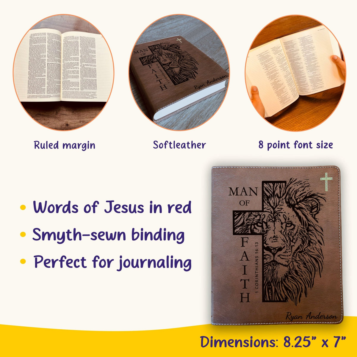Personalized Bible for Men, NIV Journaling Bible, Customized Bible for Men Name Engraved, New International Version, Bibles for men, bible gifts for men - Religious Books - Aylev