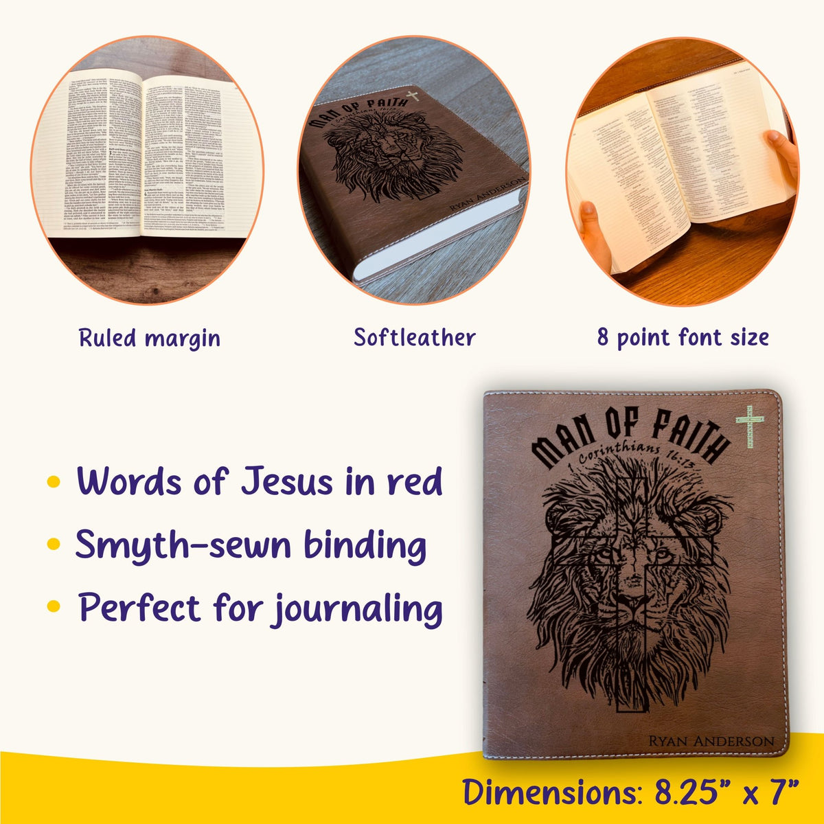 Personalized Bible for Men, NIV Journaling Bible, Customized Bible for Men Name Engraved, New International Version, Bibles for men, bible gifts for men - Religious Books - Aylev