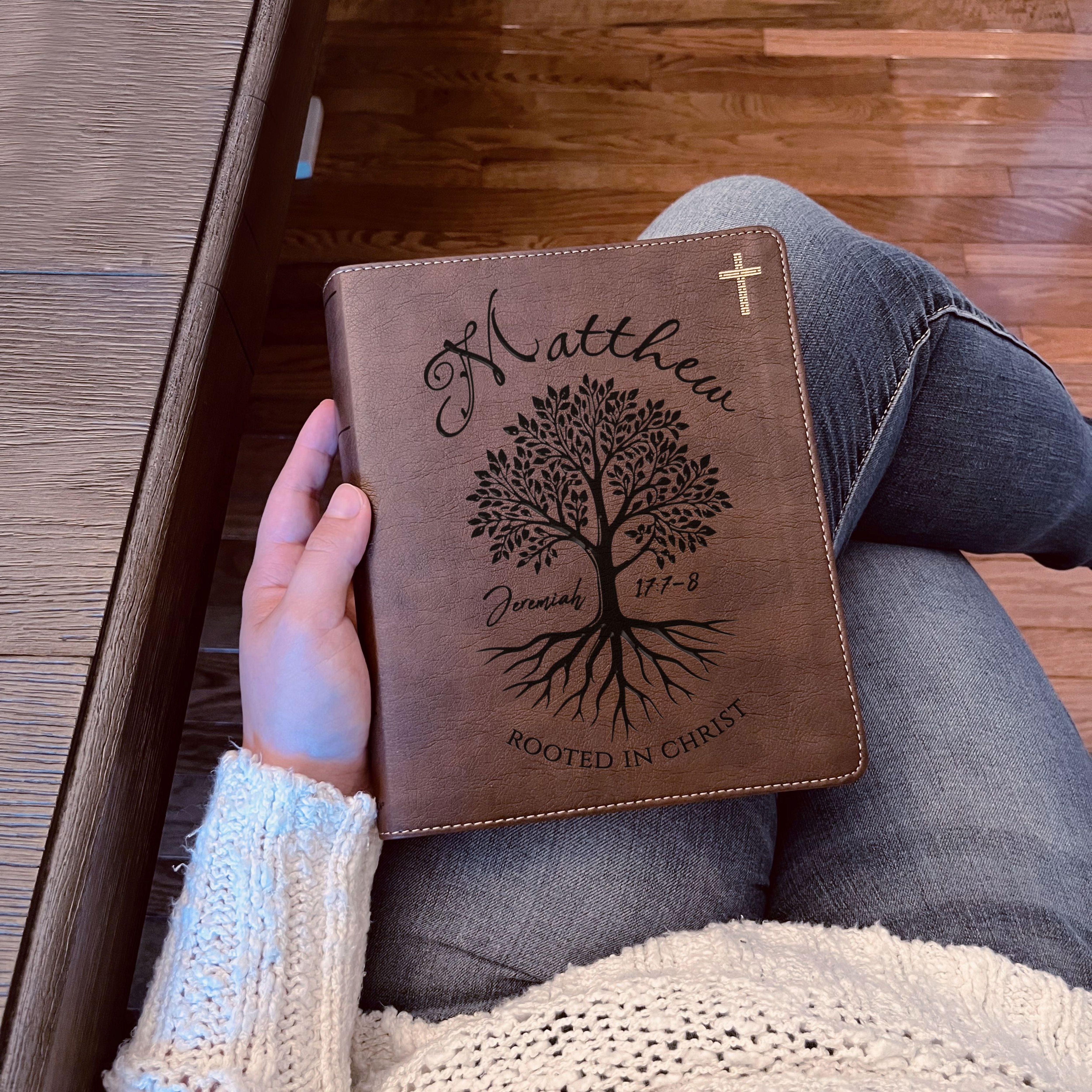 Personalized NIV Journaling Bible, Custom Engraved Name, Rooted in Christ Tree Design, Christian Gift, Bible Gifts for Her, Gifts for Him