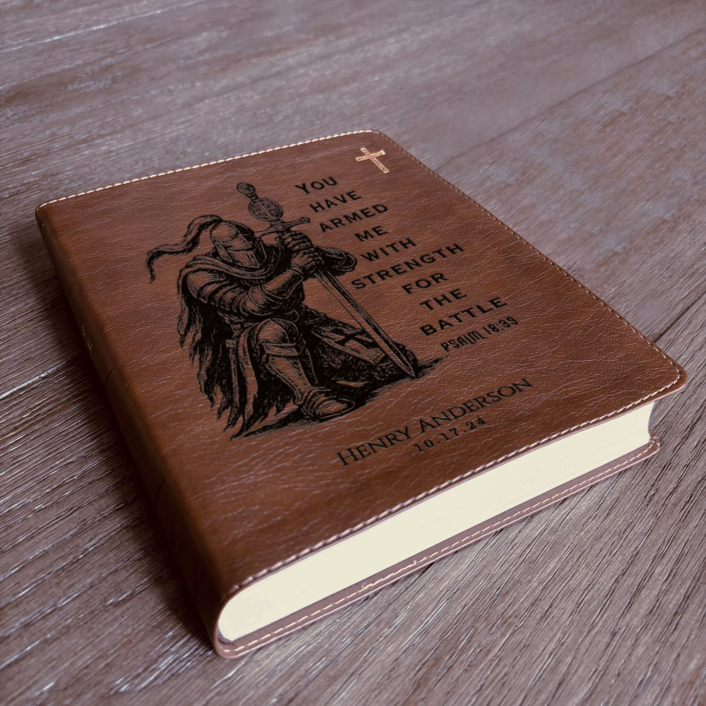Personalized Bible for Men, NIV Journaling Bible, Custom Bible Engraved Name, Knight Warrior Design, Christian Gift, Bible Gifts for Him