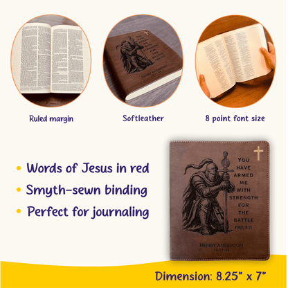 Personalized Bible for Men, NIV Journaling Bible, Custom Bible Engraved Name, Knight Warrior Design, Christian Gift, Bible Gifts for Him - Religious Books - Aylev