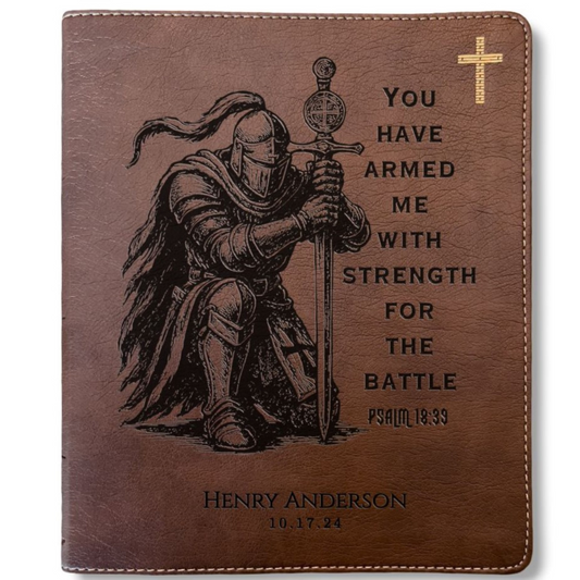 Personalized Bible for Men, NIV Journaling Bible, Custom Bible Engraved Name, Knight Warrior Design, Christian Gift, Bible Gifts for Him