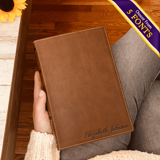 Personalized NKJV Bible with Name Engraved, NKJV Wide-Margin Bible, Custom Bible Engraved Name, New King James Holy Bible, Baptism Gifts - Religious Books - Aylev