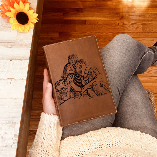 Personalized NKJV Wide Margin Bible, Photo Engraved Cover, Custom Bible for Note Taking, Christian Gift, Baptism Gift, Custom Engraved Bible