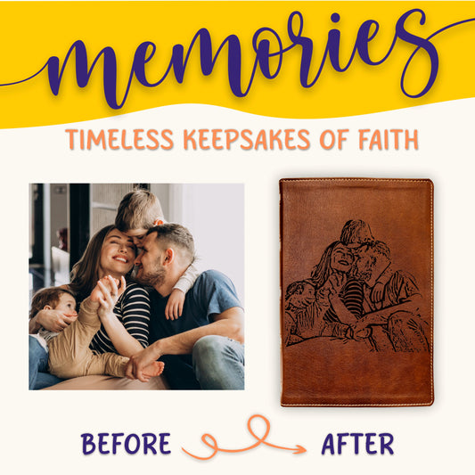 Personalized NKJV Wide Margin Bible, Photo Engraved Cover, Custom Bible for Note Taking, Christian Gift, Baptism Gift, Custom Engraved Bible