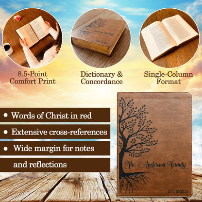 Personalized Family Bible, Custom Engraved NKJV Wide - Margin Family Tree Bible, Wedding Gifts, Anniversary Gifts, Family Bible for Weddings - Religious Books - Aylev