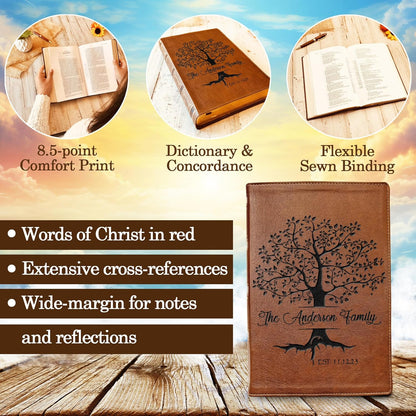 Personalized Family Bible, Custom Engraved NKJV Wide - Margin Family Tree Bible, Wedding Gifts, Anniversary Gifts, Family Bible for Weddings - Religious Books - Aylev