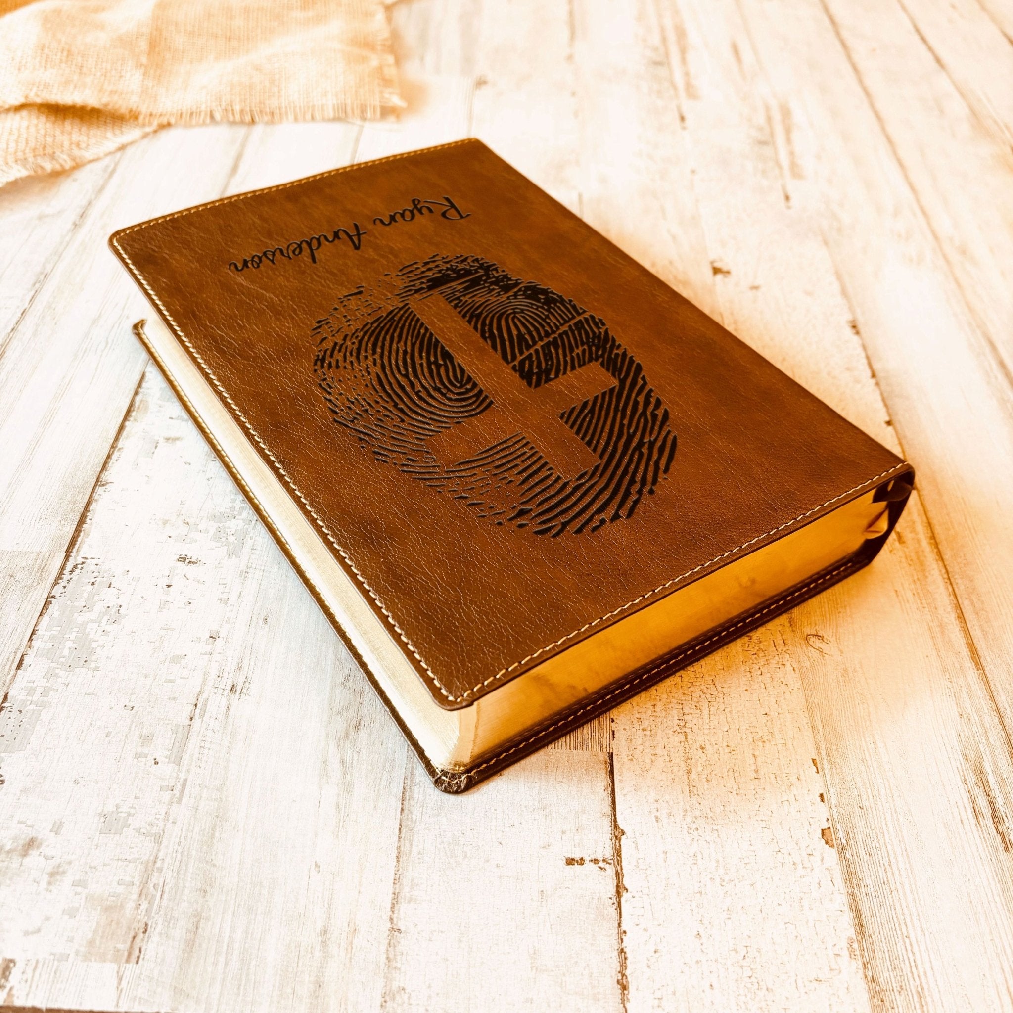 Personalized NKJV Bible, Custom Fingerprint & Cross Design with Name Engraved, Wide - Margin Bible, Gifts for Baptism, Wedding, Confirmation - Religious Books - Aylev