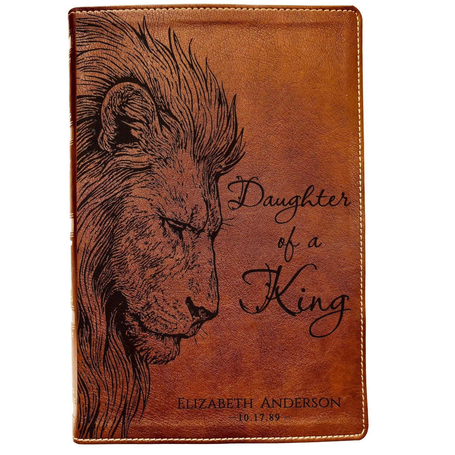 Personalized NKJV Wide - Margin Bible, Custom Engraved Name, Daughter of a King Lion Design, Christian Gift, Baptism Gift, Bible Gift for Her - Religious Books - Aylev