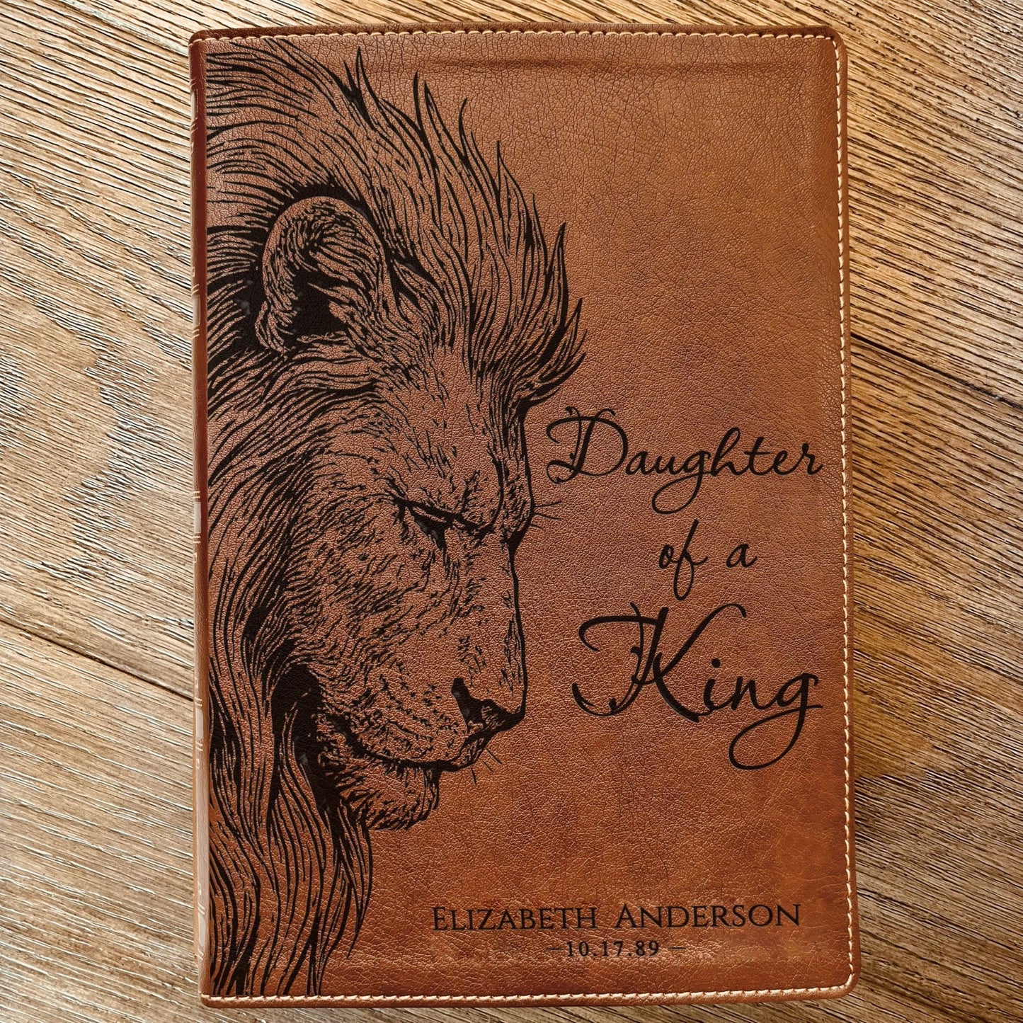 Personalized NKJV Wide - Margin Bible, Custom Engraved Name, Daughter of a King Lion Design, Christian Gift, Baptism Gift, Bible Gift for Her - Religious Books - Aylev
