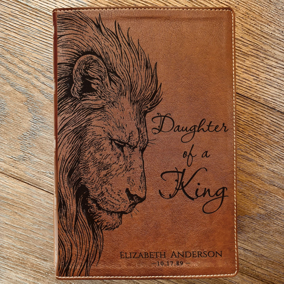 Personalized NKJV Wide - Margin Bible, Custom Engraved Name, Daughter of a King Lion Design, Christian Gift, Baptism Gift, Bible Gift for Her - Religious Books - Aylev