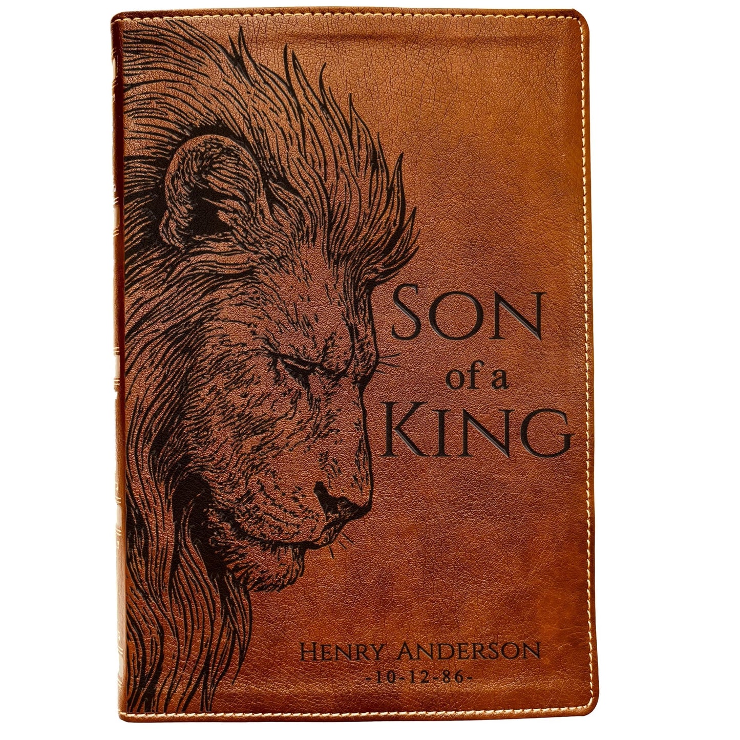 Personalized NKJV Wide - Margin Bible, Son of a King Lion Design, Custom Engraved Name, Christian Gift, Baptism Gift, Bible Gift for Him - Religious Books - Aylev