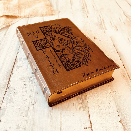 Personalized Bible for Men, NKJV Wide - Margin Bible, Customized Bible for Men Name Engraved, New King James Version, Bibles for men, bible gifts for men - Religious Books - Aylev