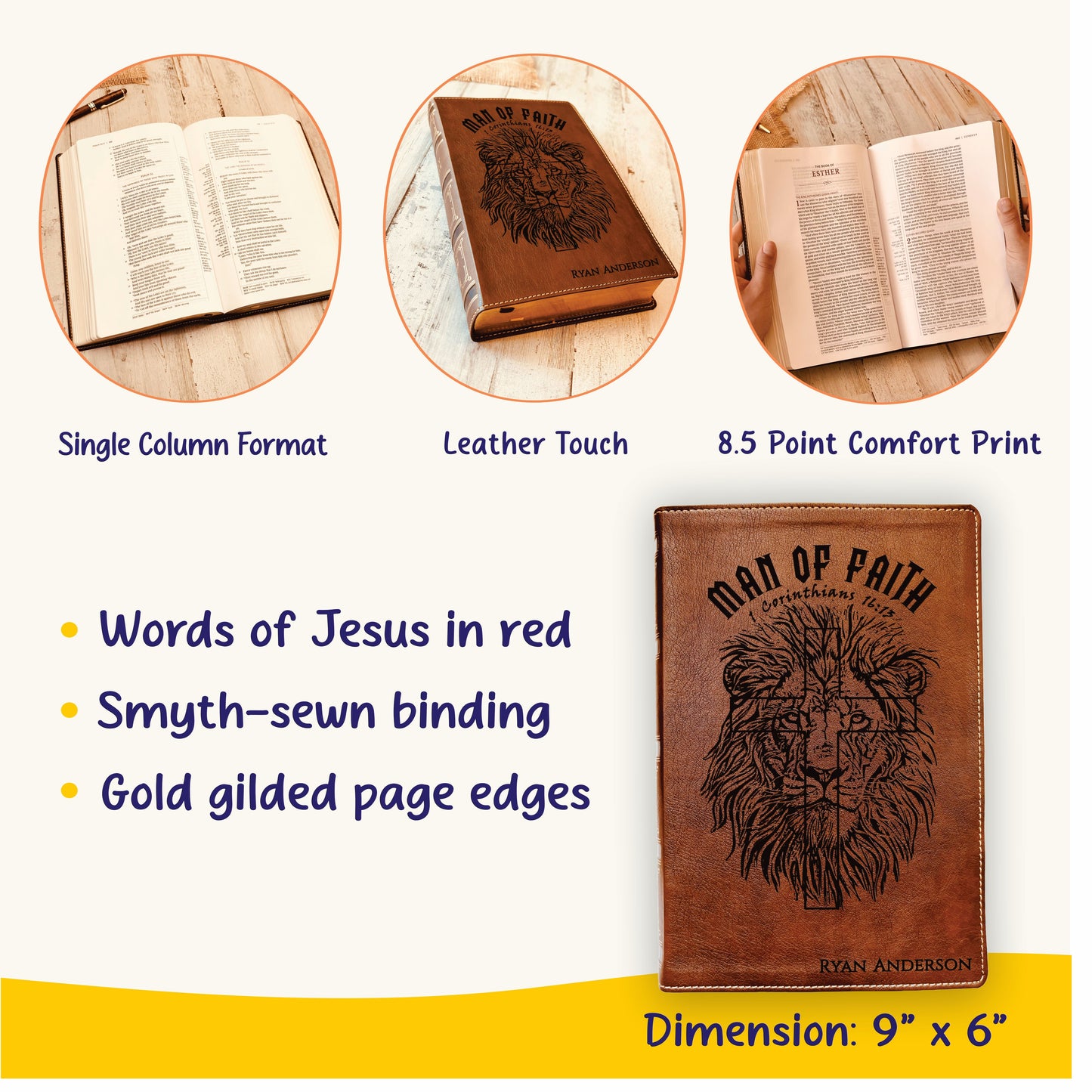 Personalized Bible for Men, NKJV Wide-Margin Bible, Customized Bible for Men Name Engraved, New King James Version, Bibles for men, bible gifts for men