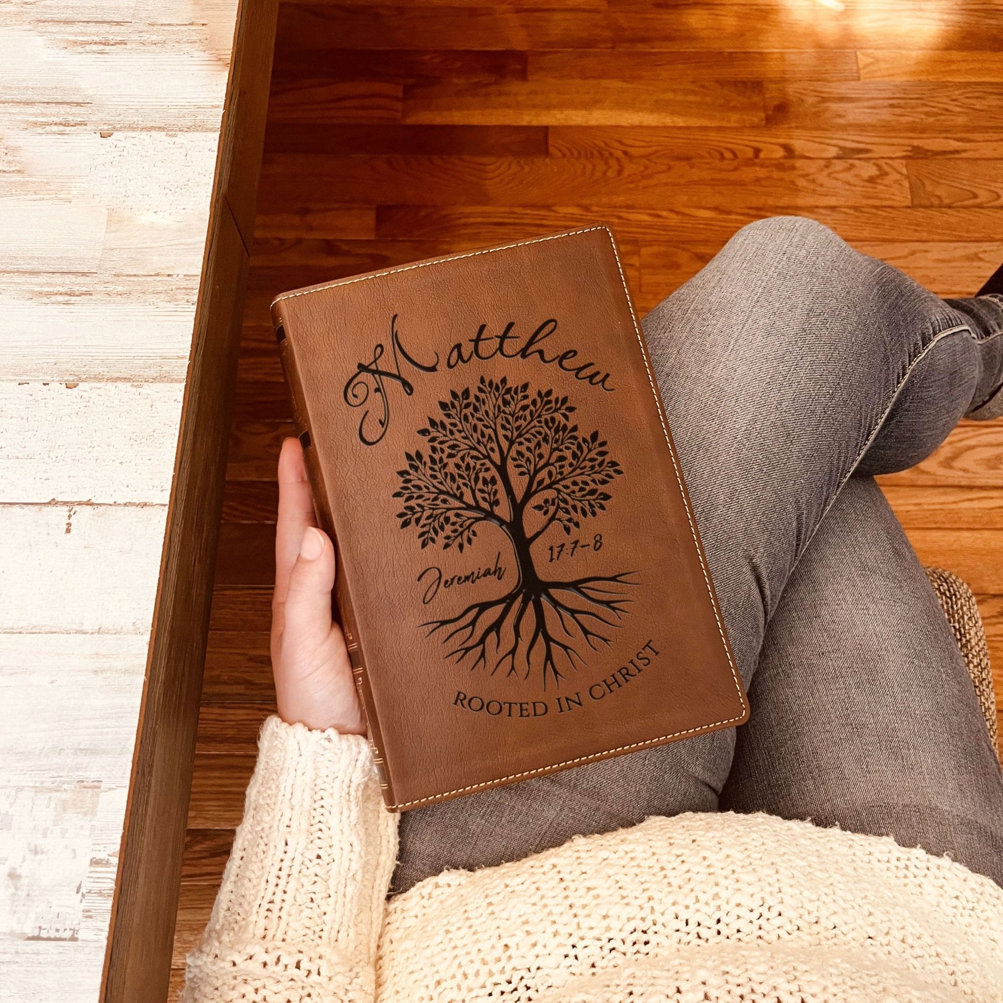 Personalized NKJV Wide - Margin Bible, Custom Engraved Name, Rooted in Christ Tree Design, Christian Gift, Bible Gifts for Her, Gifts for Him - Religious Books - Aylev
