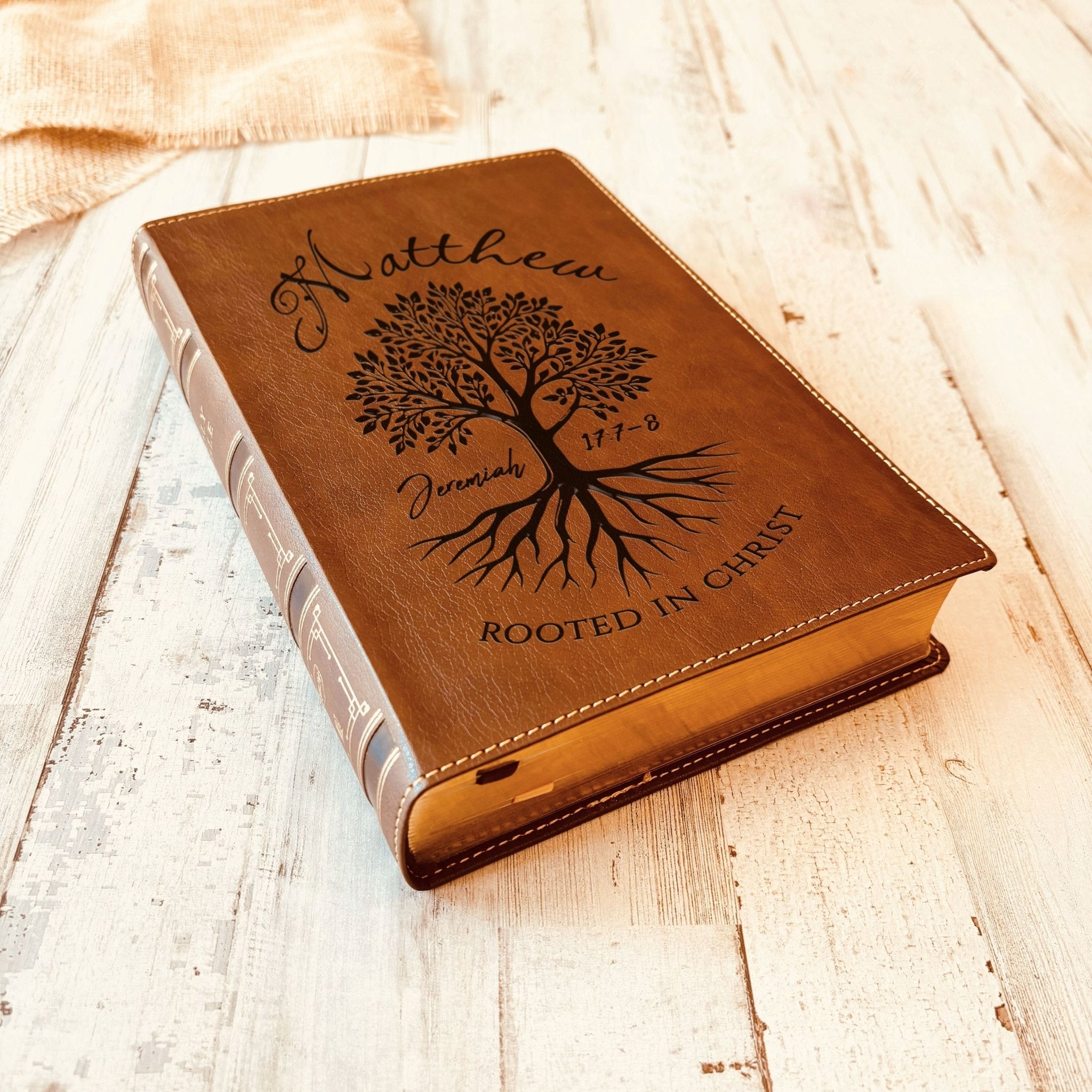Personalized NKJV Wide - Margin Bible, Custom Engraved Name, Rooted in Christ Tree Design, Christian Gift, Bible Gifts for Her, Gifts for Him - Religious Books - Aylev