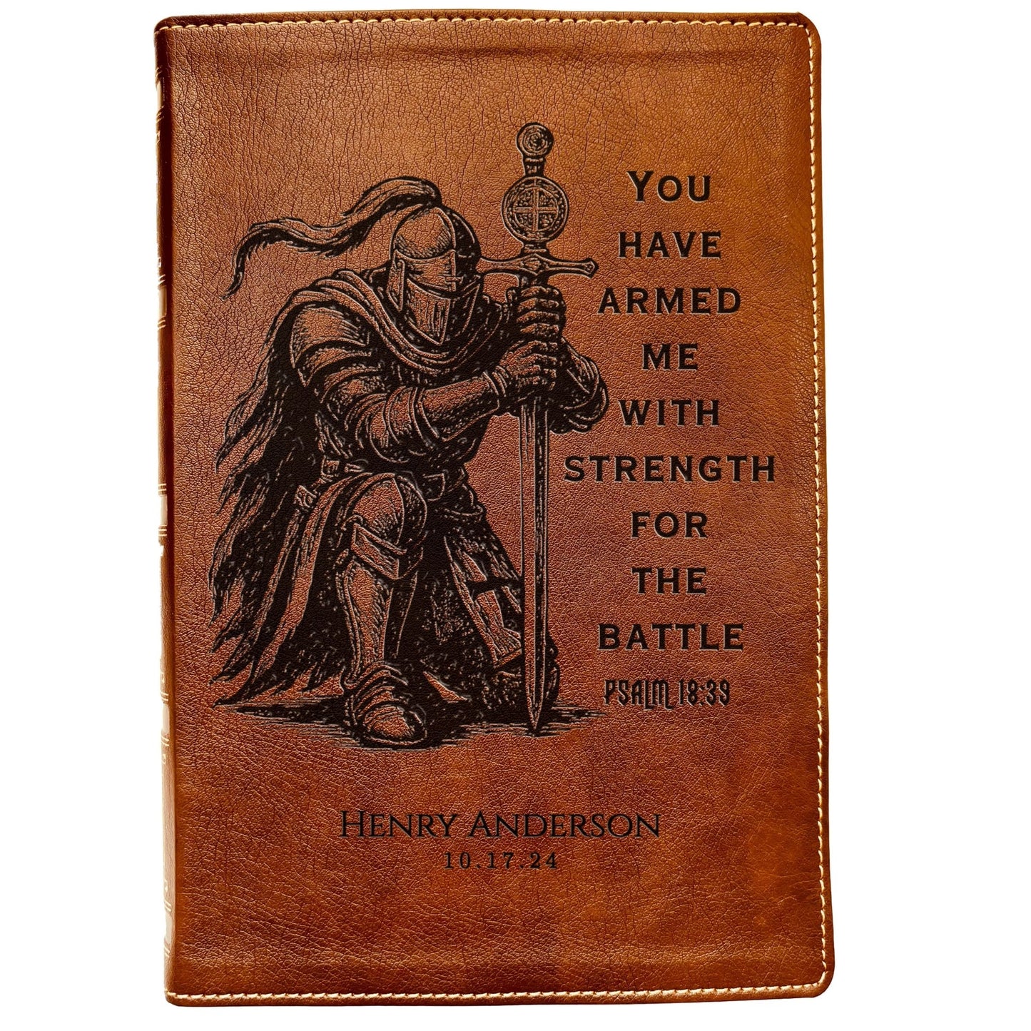 Personalized Bible for Men, NKJV Wide - Margin Bible, Custom Bible Engraved Name, Knight Warrior Design, Christian Gift, Bible Gifts for Him - Religious Books - Aylev