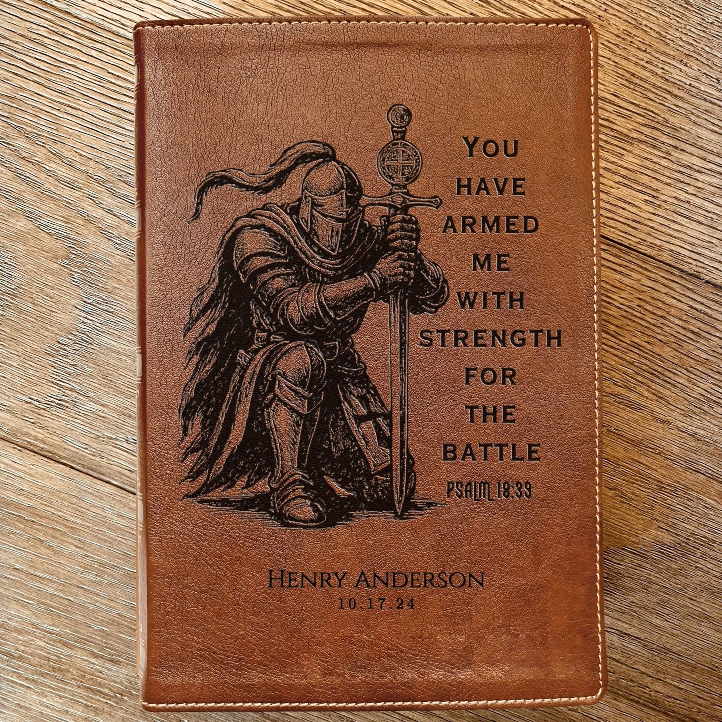 Personalized Bible for Men, NKJV Wide - Margin Bible, Custom Bible Engraved Name, Knight Warrior Design, Christian Gift, Bible Gifts for Him - Religious Books - Aylev