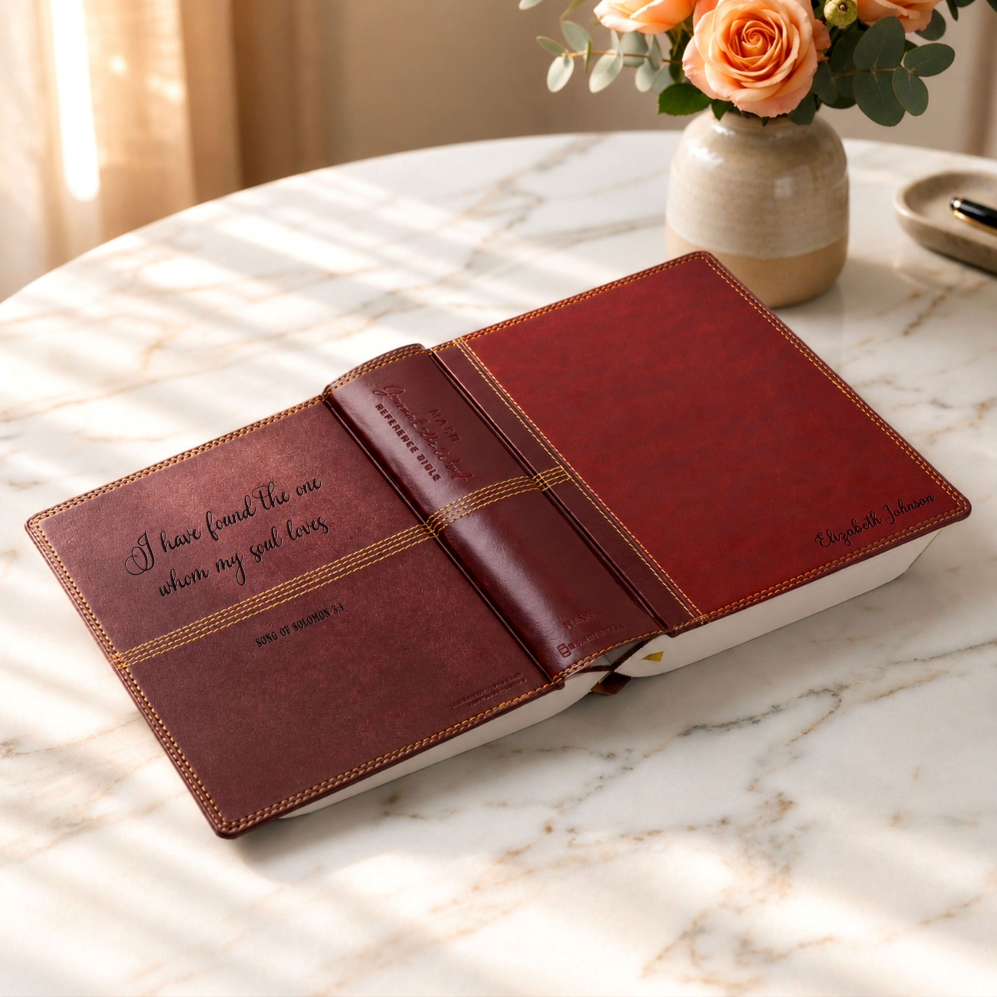 Personalized NASB Single Column Reference Bible, Custom Bible Name Engraved, New American Standard Christian & Baptism Gift for Men or Women