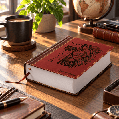 Personalized NASB Single Column Reference Bible, Wide Margin Red Letter, Custom Engraved Name, Christian & Baptism Gift for Men - Religious Books - Aylev