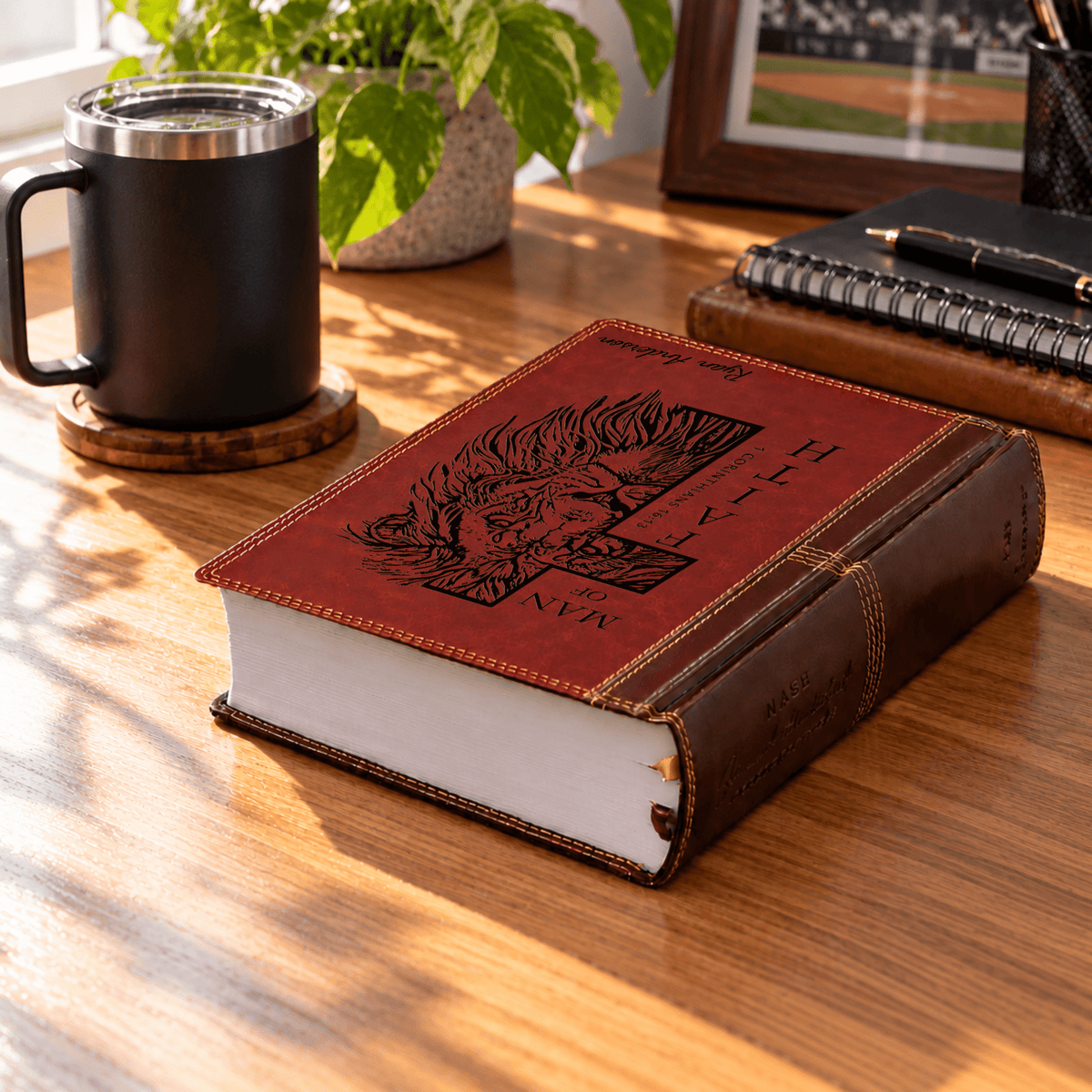 Personalized NASB Single Column Reference Bible, Wide Margin Red Letter, Custom Engraved Name, Christian & Baptism Gift for Men - Religious Books - Aylev