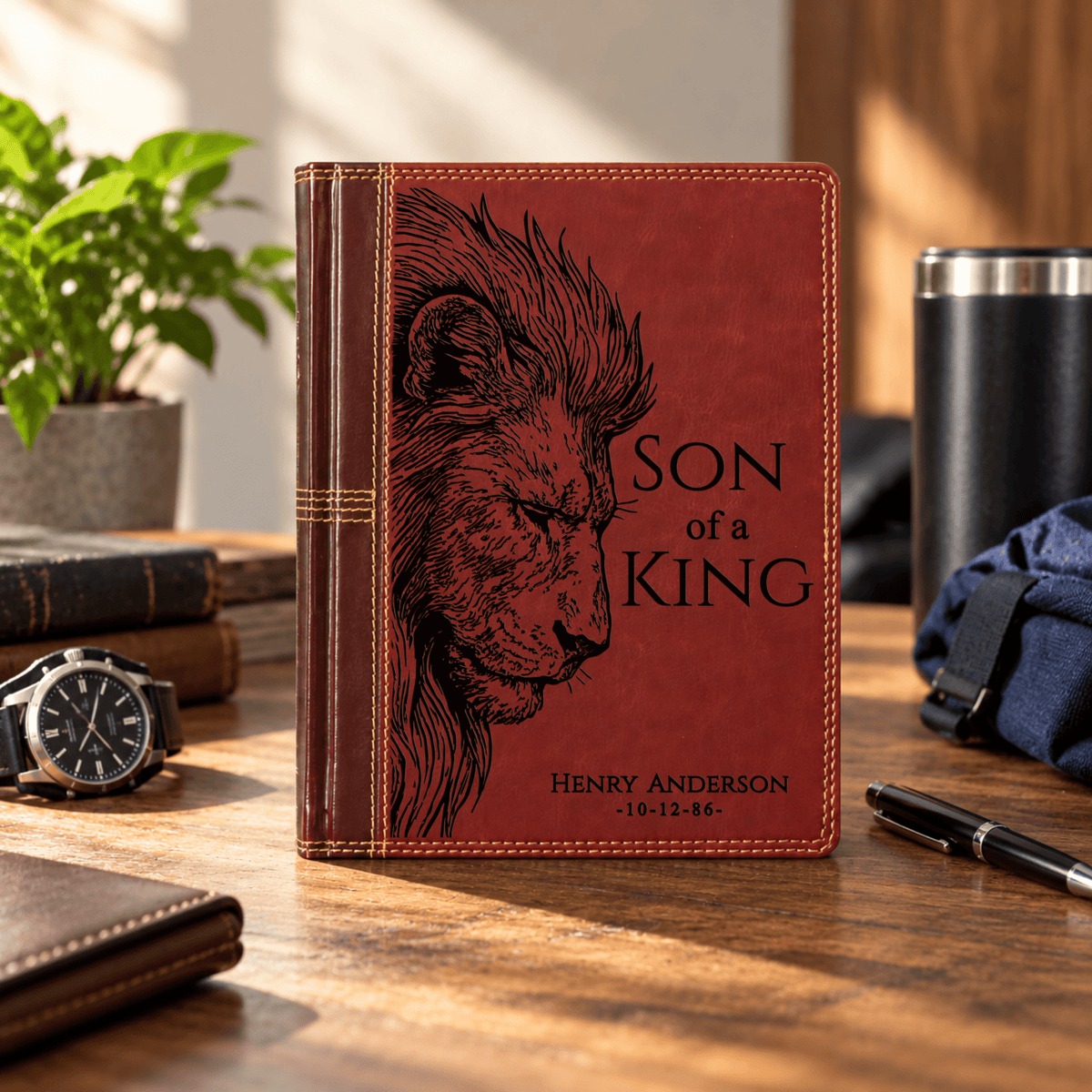 Personalized NASB Single Column Reference Bible, Wide Margin Red Letter, Custom Engraved Name, Christian & Baptism Gift for Men - Religious Books - Aylev