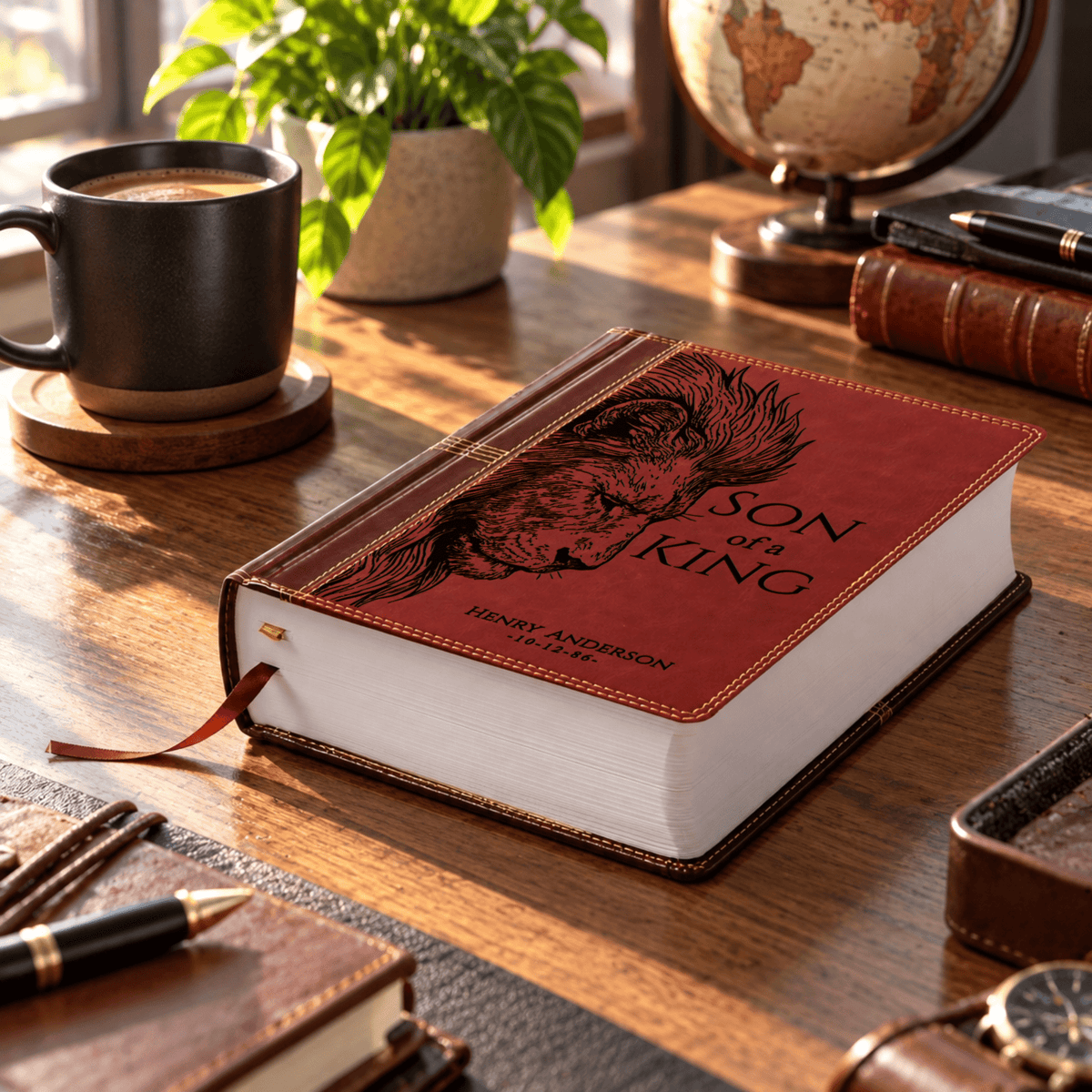 Personalized NASB Single Column Reference Bible, Wide Margin Red Letter, Custom Engraved Name, Christian & Baptism Gift for Men - Religious Books - Aylev