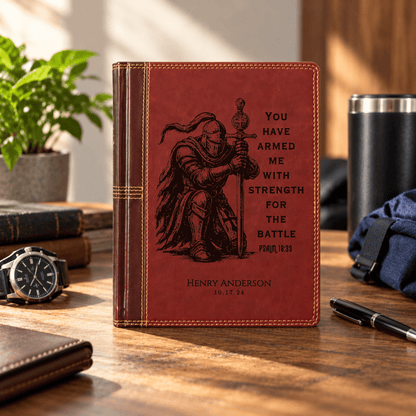 Personalized NASB Single Column Reference Bible, Wide Margin, Custom Engraved Warrior Design with Name, Christian Baptism Gift for men - Religious Books - Aylev