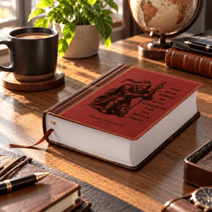 Personalized NASB Single Column Reference Bible, Wide Margin, Custom Engraved Warrior Design with Name, Christian Baptism Gift for men - Religious Books - Aylev