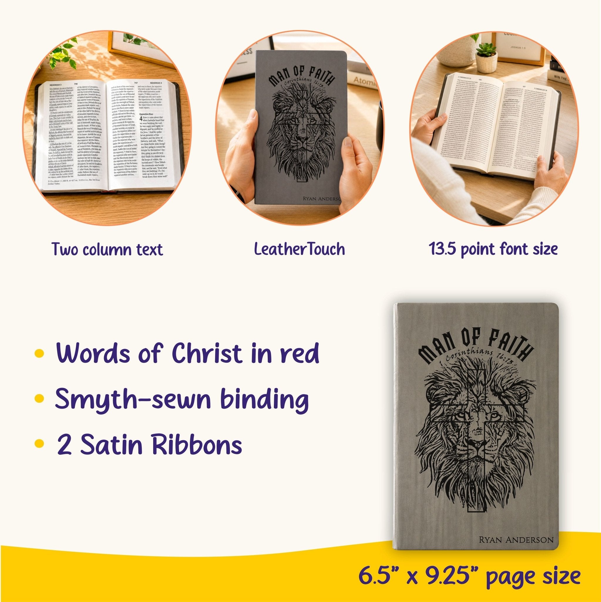 Personalized NASB 2020 Giant Print Bible, Custom Engraved Large Print, 13.5 pt Font, Red Letter, Christian Gift for Baptism & Weddings - Religious Books - Aylev