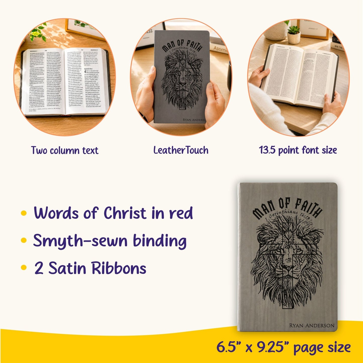 Personalized NASB 2020 Giant Print Bible, Custom Engraved Large Print, 13.5 pt Font, Red Letter, Christian Gift for Baptism & Weddings - Religious Books - Aylev
