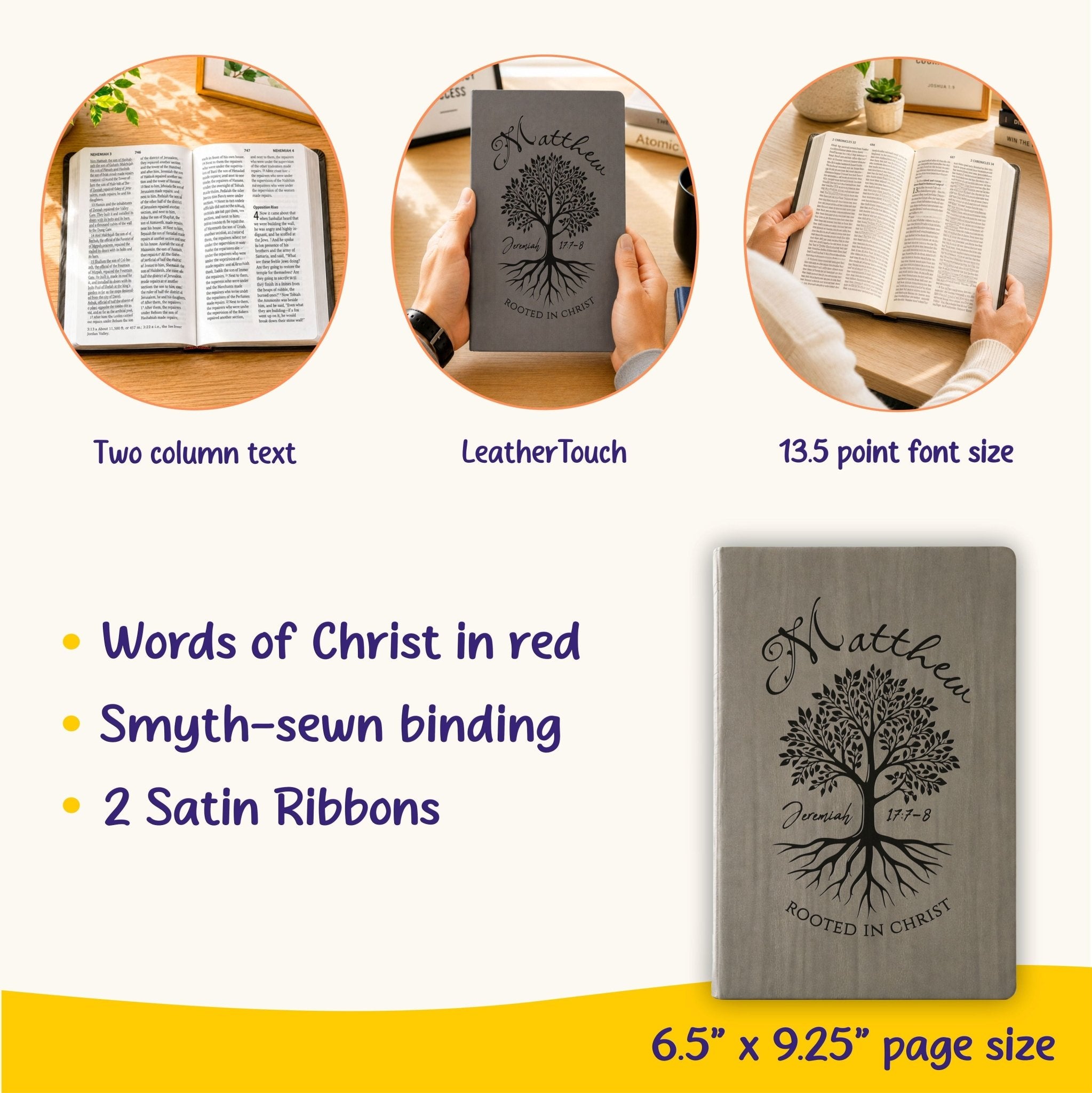 Personalized NASB 2020 Giant Print Bible, Custom Engraved Large Print, 13.5 pt Font, Red Letter, Christian Gift for Baptism & Weddings - Religious Books - Aylev