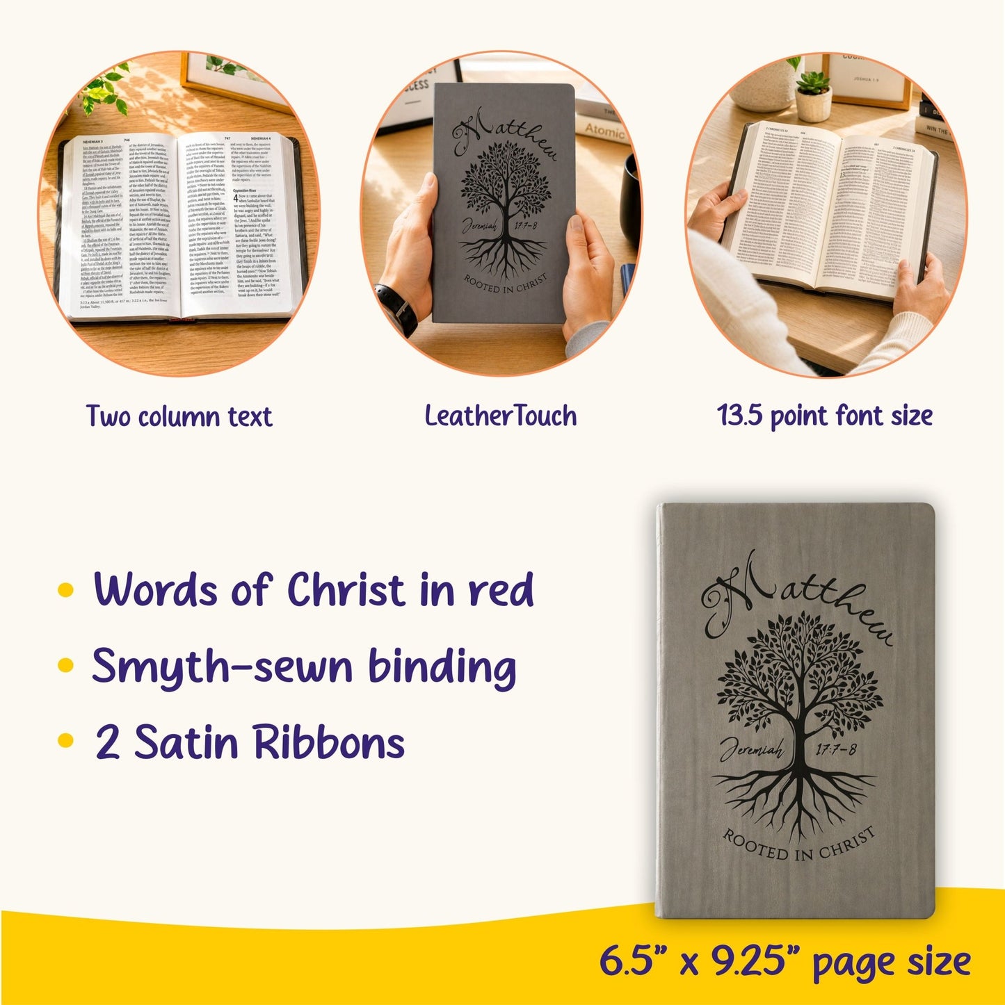 Personalized NASB 2020 Giant Print Bible, Custom Engraved Large Print, 13.5 pt Font, Red Letter, Christian Gift for Baptism & Weddings - Religious Books - Aylev
