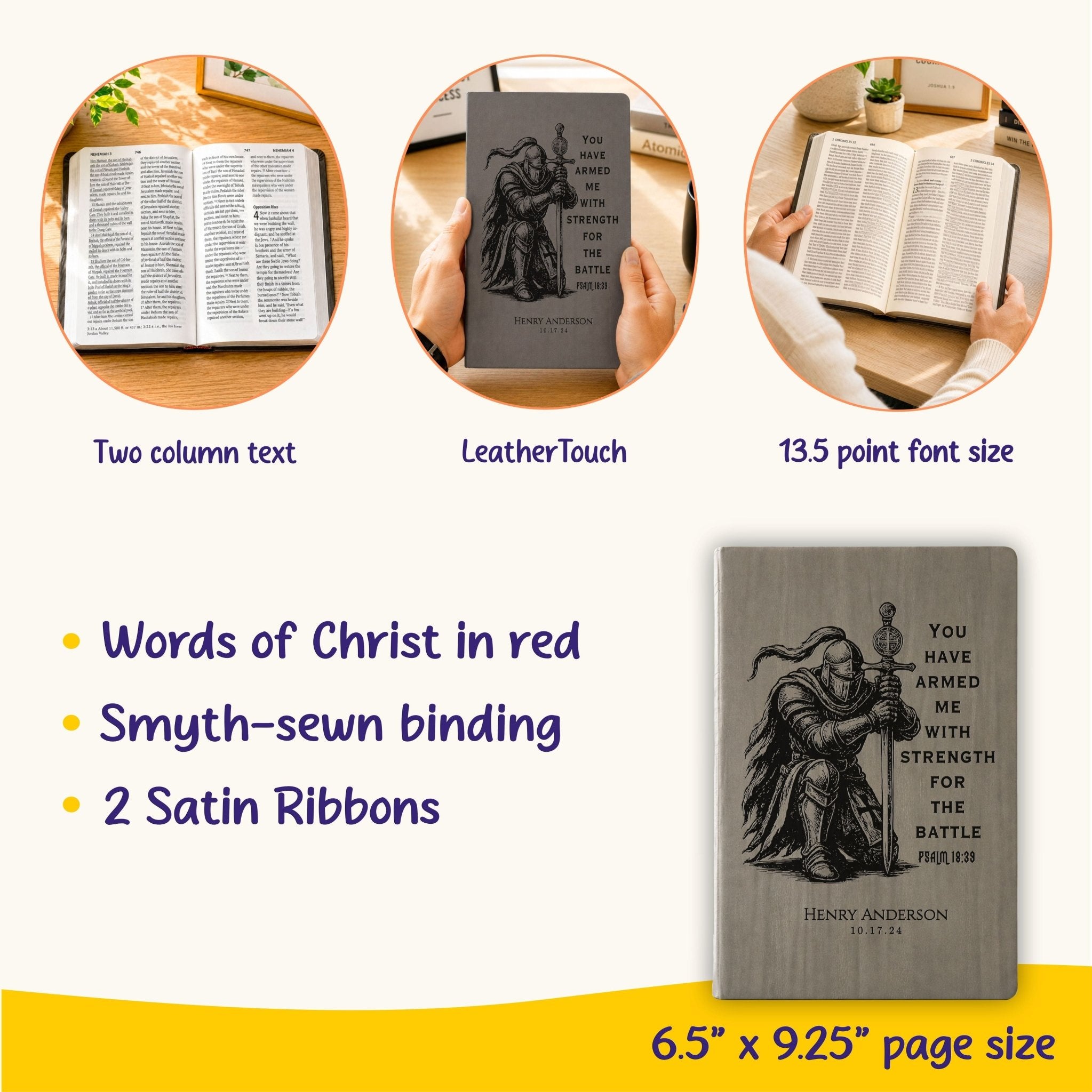 Personalized NASB 2020 Giant Print Bible, Custom Engraved Large Print, 13.5 pt Font, Red Letter, Christian Baptism Gift, Bible Gift for Him - Religious Books - Aylev