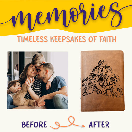 Personalized NASB Giant Print Bible, Your Photo Engraved, Family Records Pages, Custom Engraved Bible, Christian, Baptism, or Wedding Gift