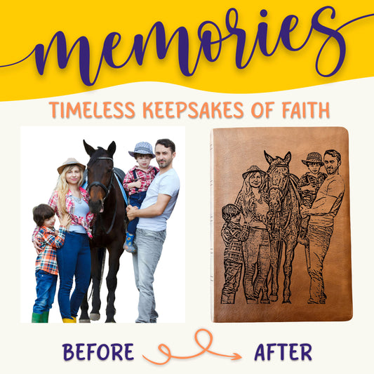 Personalized NASB Giant Print Bible, Your Photo Engraved, Family Records Pages, Custom Engraved Bible, Christian, Baptism, or Wedding Gift