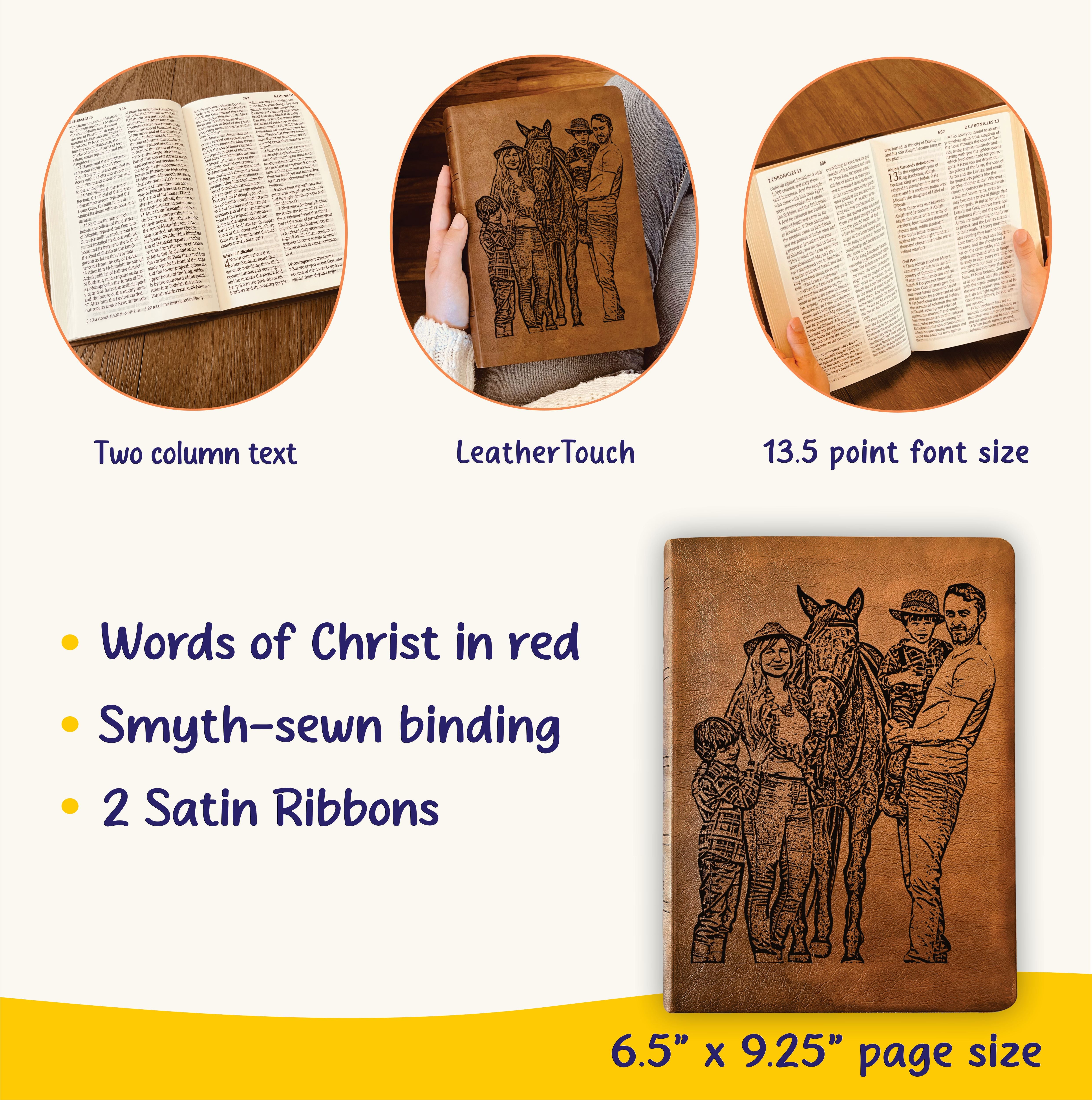 Personalized NASB Giant Print Bible, Your Photo Engraved, Family Records Pages, Custom Engraved Bible, Christian, Baptism, or Wedding Gift