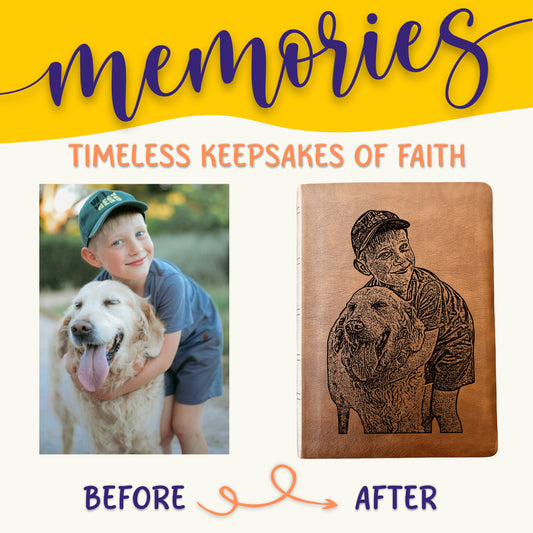 Personalized NASB Giant Print Bible, Your Photo Engraved, Family Records Pages, Custom Engraved Bible, Christian, Baptism, or Wedding Gift