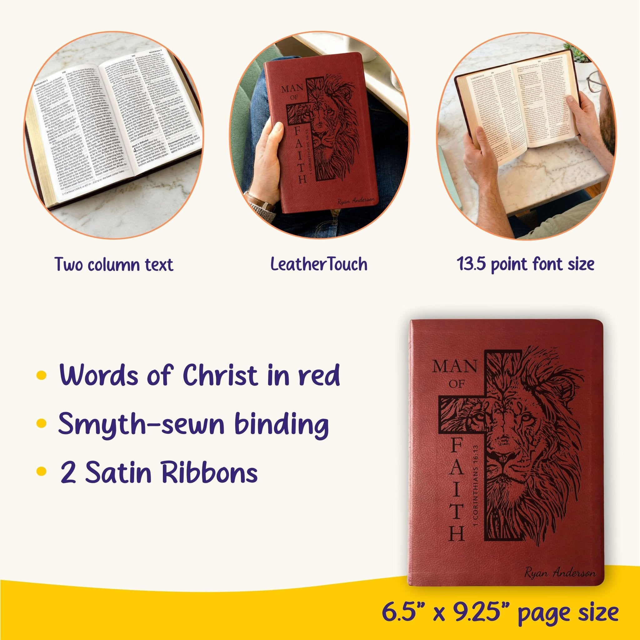Personalized Bible for Men, NASB Giant Print, Custom Bible for Men Name Engraved, New American Standard, Bibles for men, Bible gifts for men - Religious Books - Aylev