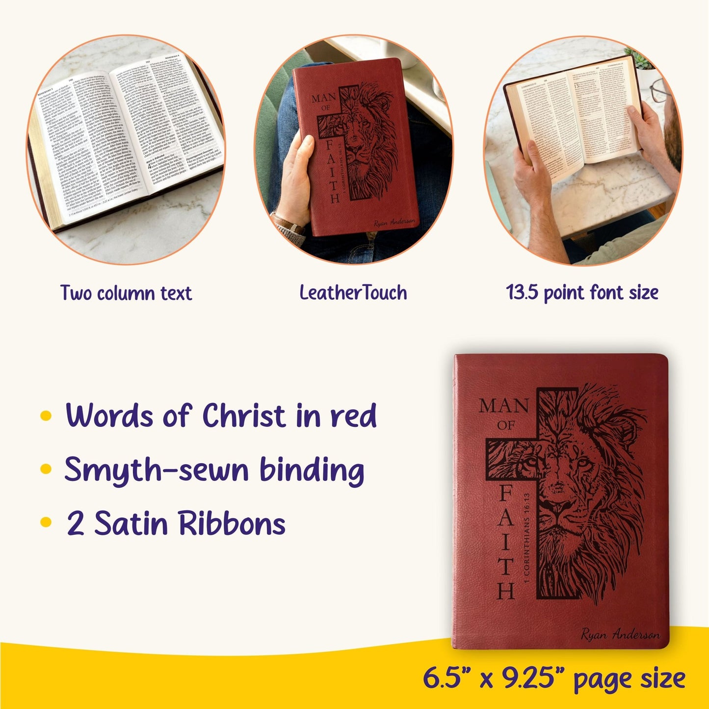 Personalized Bible for Men, NASB Giant Print, Custom Bible for Men Name Engraved, New American Standard, Bibles for men, Bible gifts for men - Religious Books - Aylev