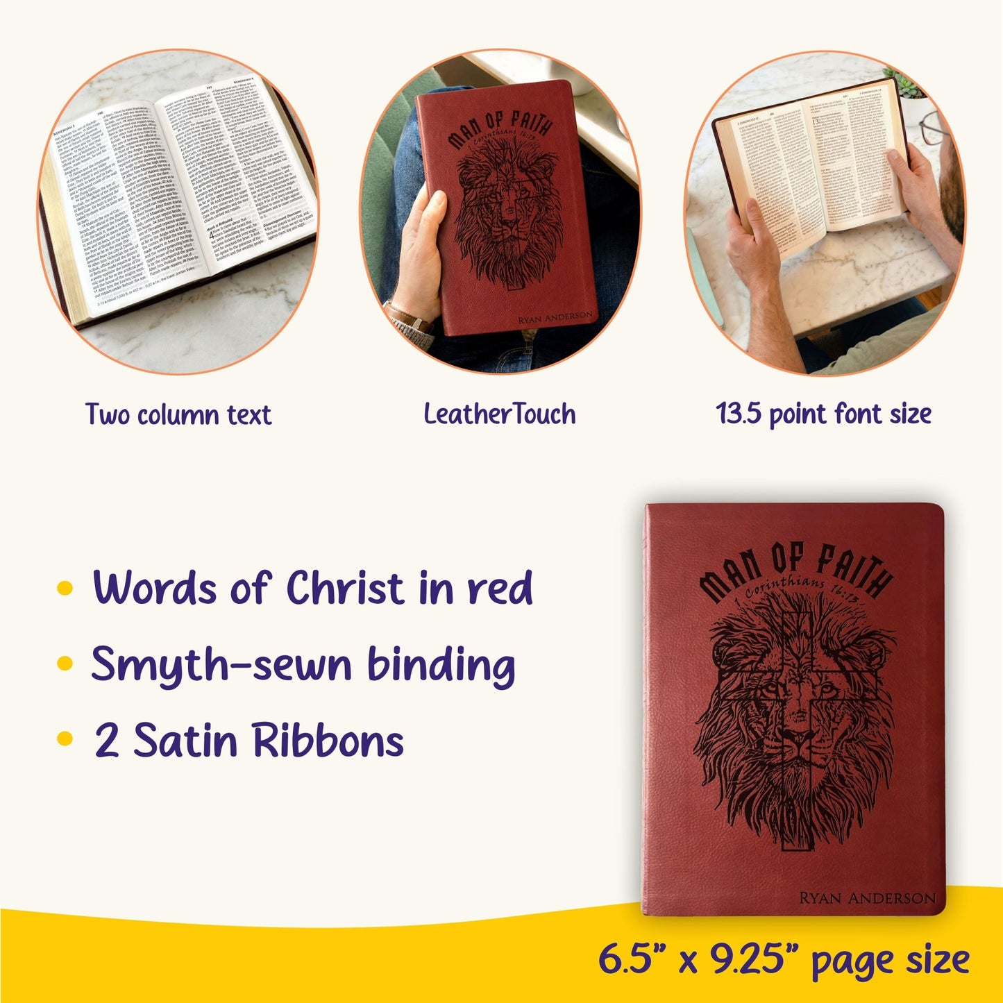 Personalized Bible for Men, NASB Giant Print, Custom Bible for Men Name Engraved, New American Standard, Bibles for men, Bible gifts for men - Religious Books - Aylev
