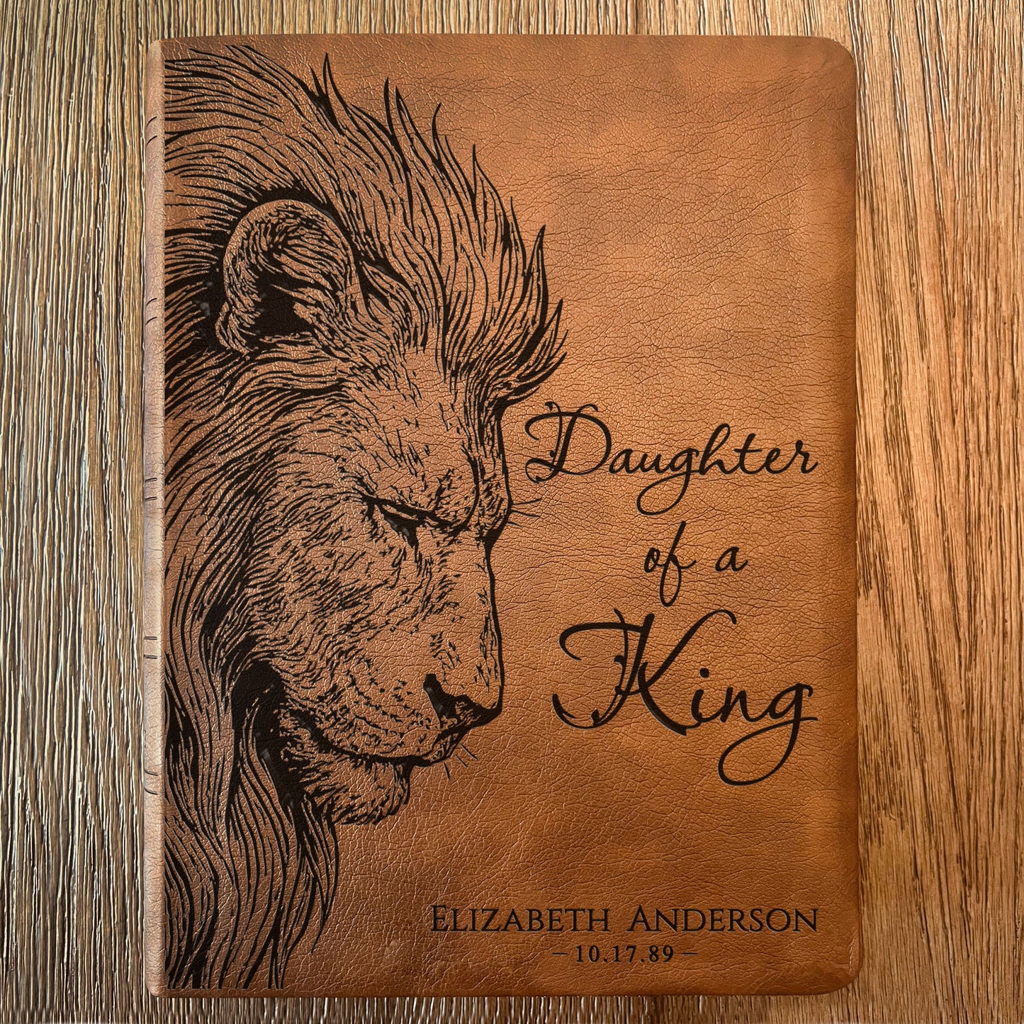 Personalized NASB Giant Print Bible, Daughter of a King Lion Design, Custom Engraved Name, Christian Gift, Baptism Gift, Bible Gift for Her