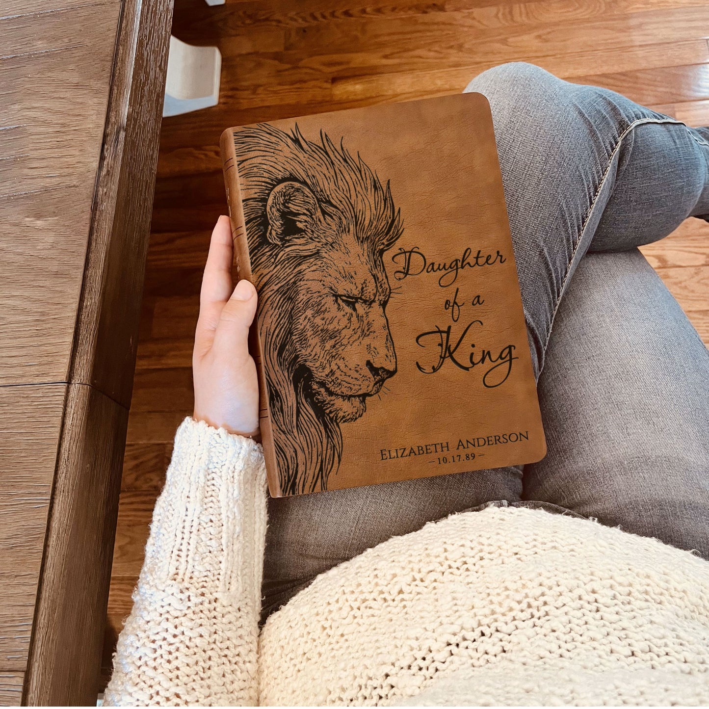 Personalized NASB Giant Print Bible, Daughter of a King Lion Design, Custom Engraved Name, Christian Gift, Baptism Gift, Bible Gift for Her