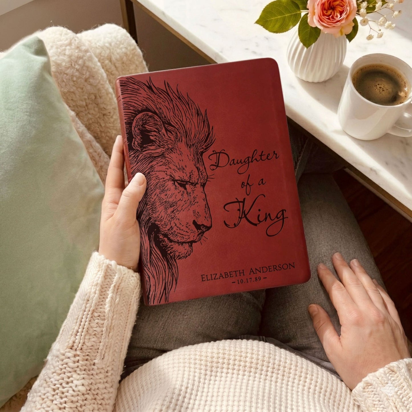 Personalized NASB Giant Print Bible, Daughter of a King Lion Design, Custom Engraved Name, Christian Gift, Baptism Gift, Bible Gift for Her - Religious Books - Aylev