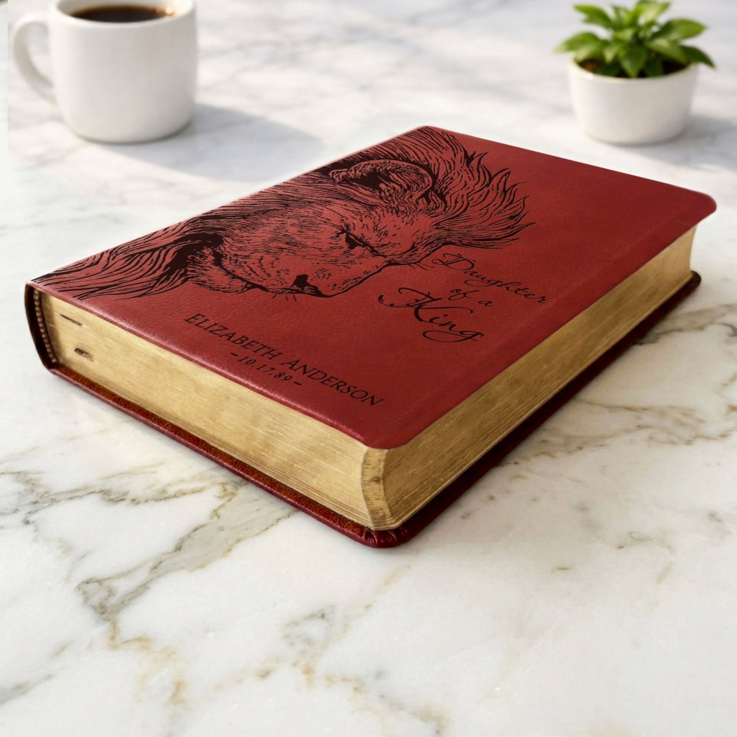 Personalized NASB Giant Print Bible, Daughter of a King Lion Design, Custom Engraved Name, Christian Gift, Baptism Gift, Bible Gift for Her - Religious Books - Aylev
