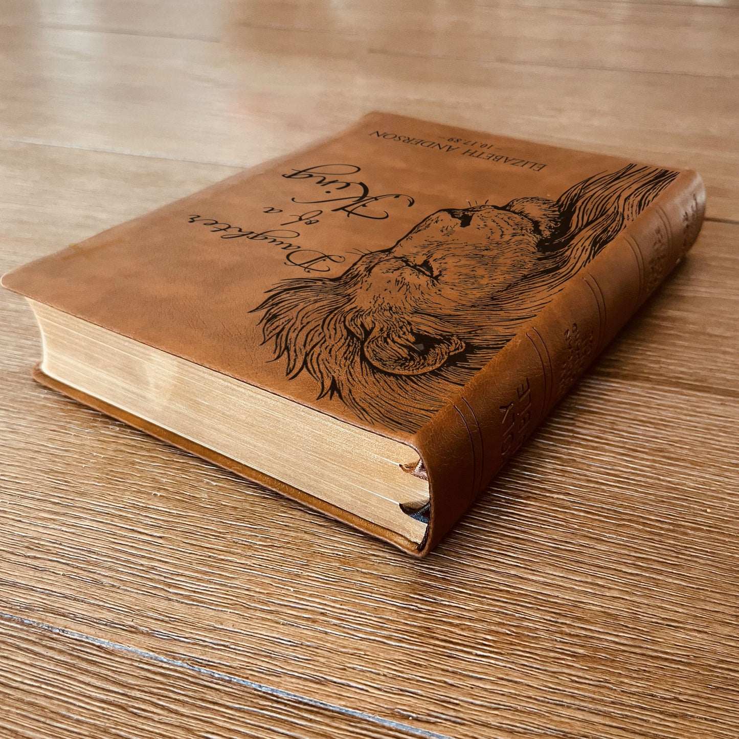 Personalized NASB Giant Print Bible, Daughter of a King Lion Design, Custom Engraved Name, Christian Gift, Baptism Gift, Bible Gift for Her
